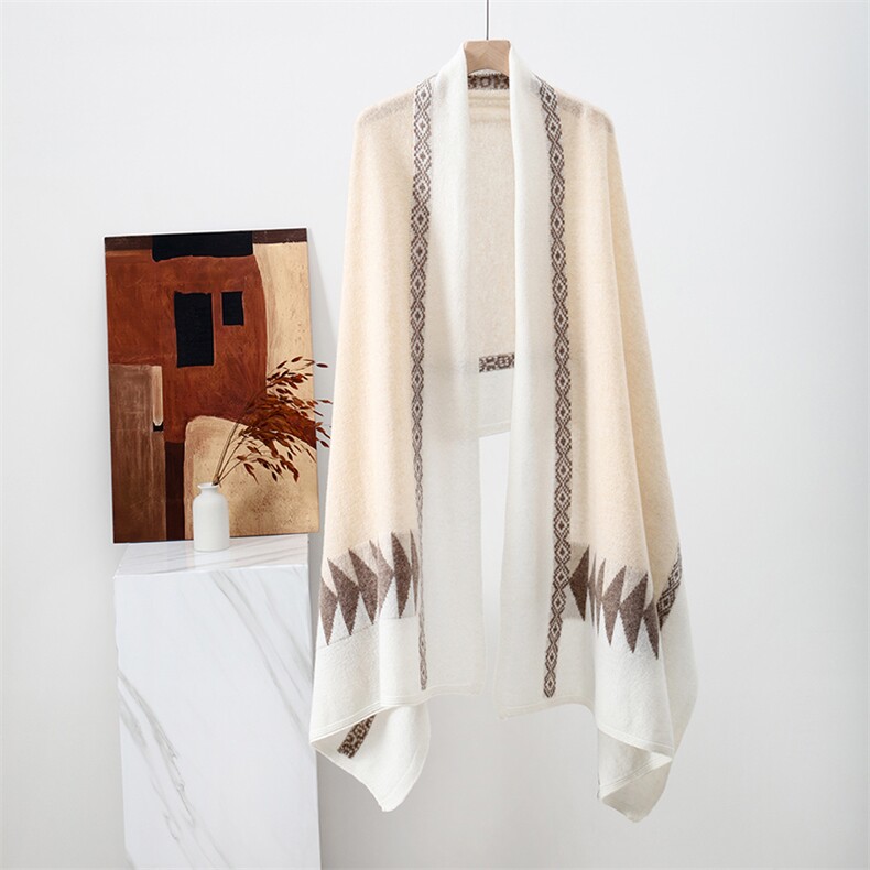 2025年新款时尚百搭通勤简约圣诞树围巾披肩，披肩，珍珑羊绒