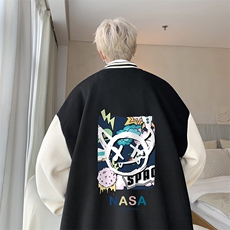摇粒绒棒球服男大码开衫卫衣男夹克BF86275-P65，男装夹克，电商A040