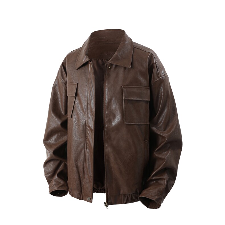 现货现货美拉德色系立体设计PU皮外套皮衣夹克，男装夹克，星座510-1