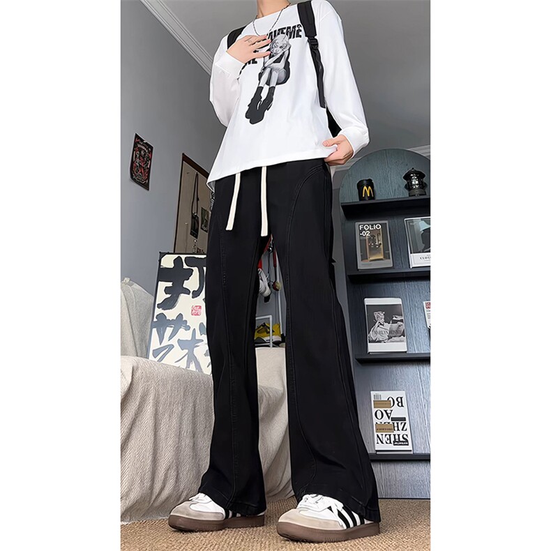 现货秋季新款美式斜切微喇高街牛仔裤男显瘦裤子-A2289TP35,男装牛仔裤,电商B241