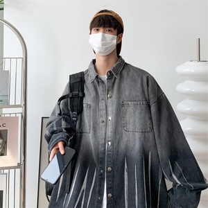 春季美式复古水洗做旧渐变色扎染外套宽松百搭长袖男女JK929-P70图片