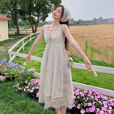 新款现货主推度假风三件套连衣裙9852-P125-K178，女装连衣裙，2C129