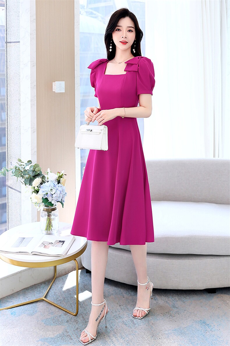 夏装连衣裙女2025新款高腰中长款修身气质遮肚时尚高级感漂亮裙子,女装连衣裙,卡杰菲