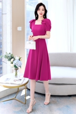 夏装连衣裙女2025新款高腰中长款修身气质遮肚时尚高级感漂亮裙子，女装连衣裙，卡杰菲