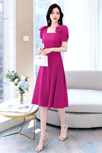 夏装连衣裙女2025新款高腰中长款修身气质遮肚时尚高级感漂亮裙子图片