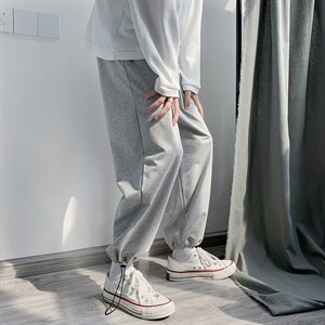 秋冬休闲裤运动男士宽松九分裤直筒裤子可束脚W/ 加绒40图片