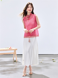 夏季新款现货！2026新中式立领优雅复古刺绣马甲+吊带连衣裙女图片