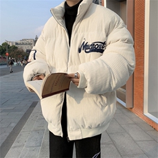 美式高街复古灯芯绒冬季刺绣立领棉服男女潮牌宽松面包服情侣外套，男装棉衣，星座505-2（原电商A260-1)