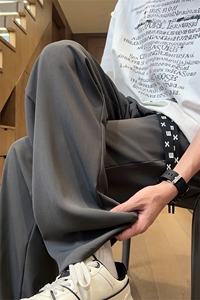 特批P33无差价2024秋季冰丝直筒西装裤垂坠感薄款拖地长裤男K1388图片
