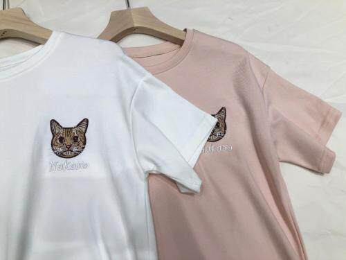 现货重工刺绣猫T，女装，TOP.1