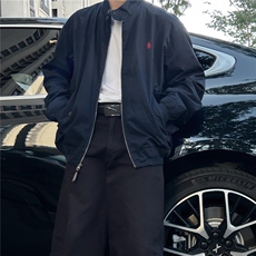 小马刺绣美式外套男款秋季高级感哈灵顿夹克短款cleanfit棒球服，男装夹克，四季星座505