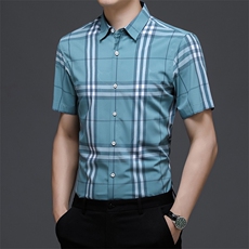 AD22102钱塘2020-3夏季男士精品格子短袖衬衫P75，男装衬衫，钱塘207-3