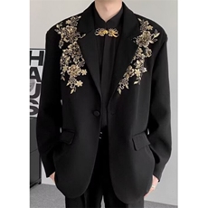 秋季新款重工立体亮片绣花西装长袖宽松气质西服外套XZ33，男装西服套装，星座1116A（原606A-3）