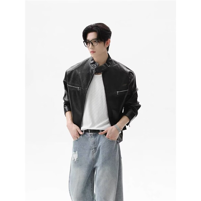 日系阿尔法皮料原版做法皮衣ins原宿慵懒潮流气质新款百搭时尚，男装皮衣，星座613