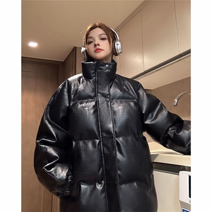 EQ345 鳄鱼PU皮棉衣外套男女情侣装冬季加厚面包服2024新款图片