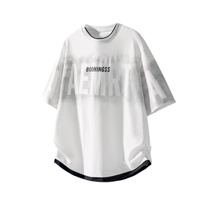 2025 夏季新款 摆拍印花假两件冰丝T恤M-5XL HT25449-P35图片