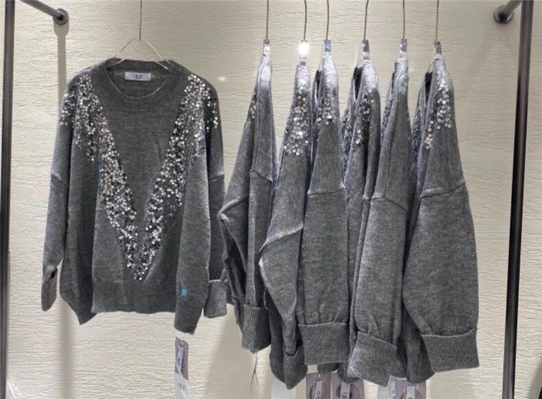 小众设计亮片毛衣，女装针织衫/毛衣，艾蔚儿