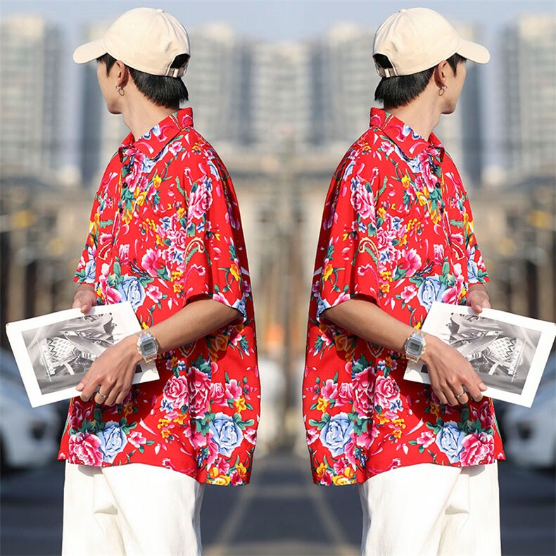 P01中性男女休闲大码花衣服polo衫宽松透气东北大花风团队服，男装Polo衫，星座115A(原星座507）