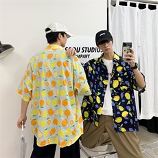 气质百搭新款衬衫ins潮流青春流行标准夏季潮原宿五分袖男慵懒，男装衬衫，星座716-4