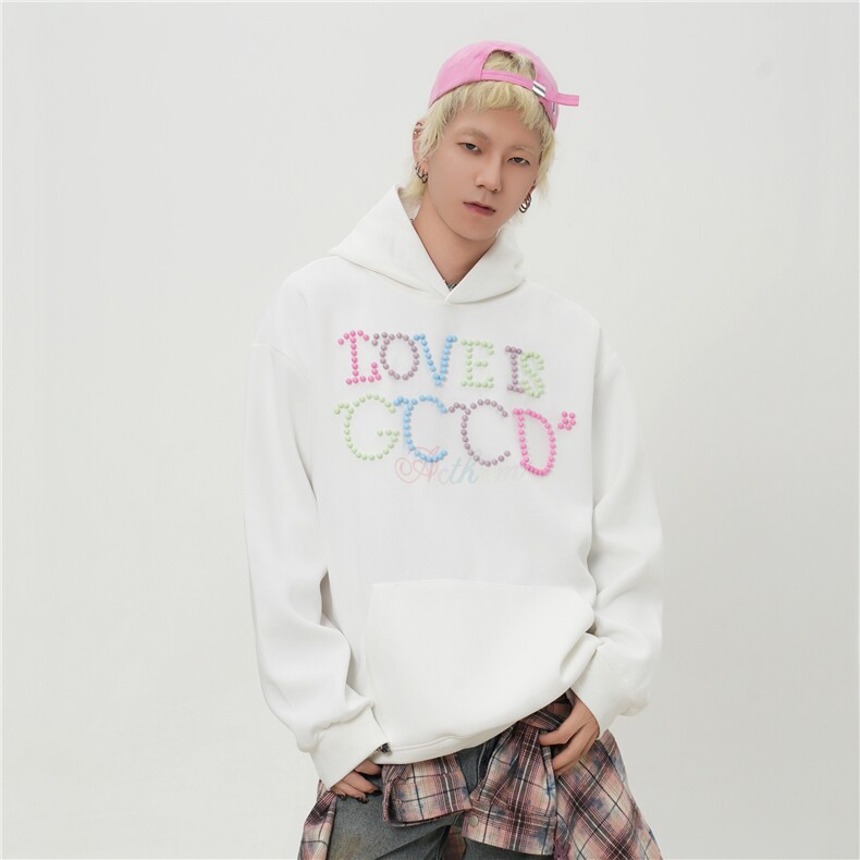 2025新款美式设计感彩色烫珠宽松连帽情侣外套1015-WY358-P85,女装短外套,四季星座1015