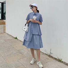 档口现货不规则网红款改版衬衫裙人群大动销好266-2089-P85K138，女装连衣裙，浙宝266