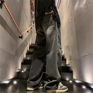 复古牛仔裤男女宽松直筒春季高街潮牌美式街头vibe长裤N2958-P40图片