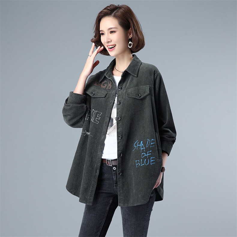 衬衫other/其他25-29周岁其他长袖中长款口袋印花单排多扣,女装衬衫,玛其路