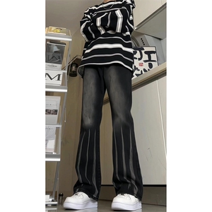美式ins高街hiphop微喇扎染牛仔裤货号K2313P55控78图片
