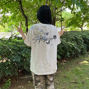 万针全刺绣解构设计260克重磅双纱纯棉高品质美式高街短袖T恤特35图片