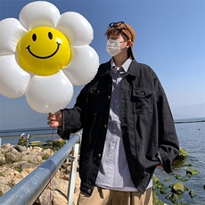 春秋复古牛仔外套男休闲日系ins潮牌港风宽松百搭潮流帅气褂夹克，男装夹克，星座1210-1