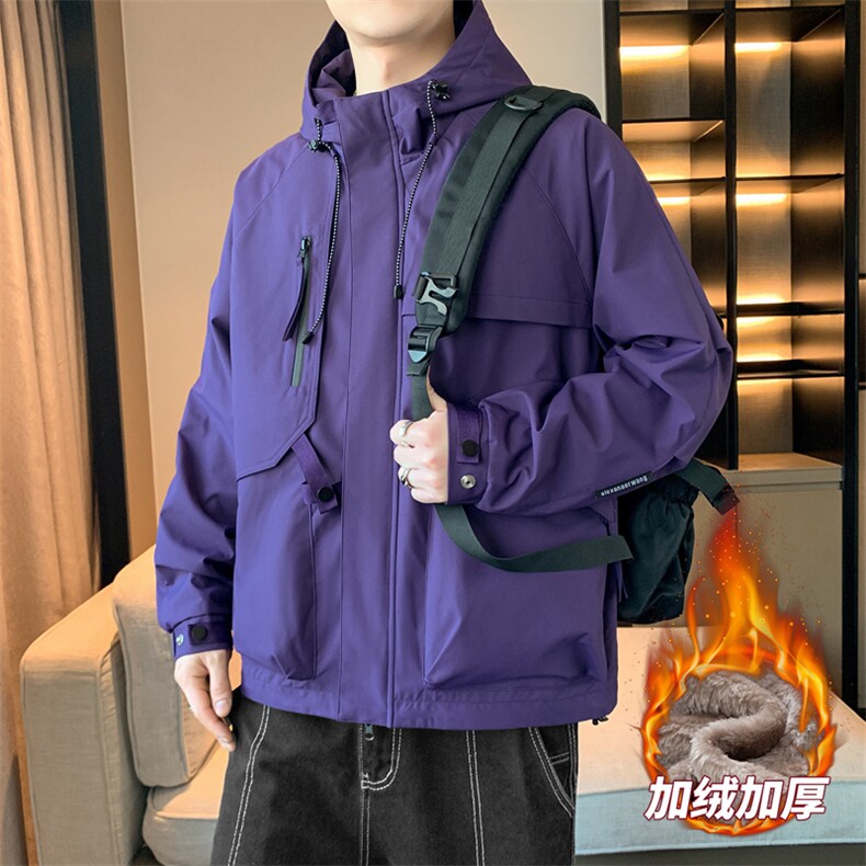 加绒加厚夹克外套男冲锋衣男士休闲工装轻户外JK136-P88加绒P98,男装夹克,星座308B-2