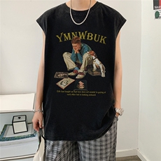 数据超好抖音品240克重磅欧美式潮牌水洗背心无袖t恤BX330-P35，男装T恤，电商A486