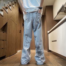 牛仔裤男设计感小众美式复古cleanfit裤子直筒裤N1078-P53，男装牛仔裤，星座308B-2