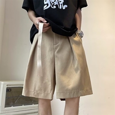 腰带卡其色冰丝短裤男夏季薄款休闲五分裤2023新款西装裤-XK570，男装休闲裤，星座601-2
