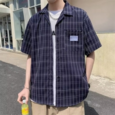 机能工装短袖衬衫男女山系街头宽松休闲翻领半袖黑色衬衣，男装衬衫，星座716-3