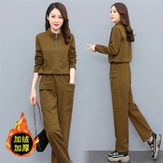 现货2024年冬款加厚加绒显瘦气质大方立领大码套装备双十一，女装套装/套裙，依如秀(原杭风阁)