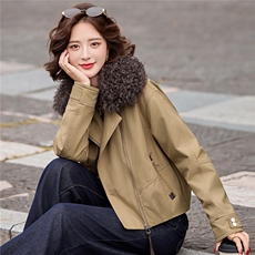 欧货2025冬羊羔毛毛领加厚保暖90白鸭绒羽绒服女，女装棉衣/棉服，玖莱伊