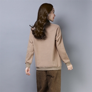 2021年冬季新款加绒加厚半高领卫衣女宽松显瘦上衣服打底衫女棉图片