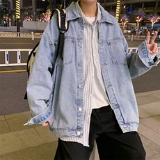 炸街牛仔外套男春秋季潮流港风宽松休闲百搭工装夹克上衣JK15P58，男装夹克，星座410-2