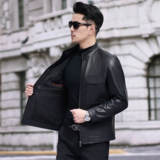 海宁真皮皮衣男秋季新款中老年男士立领多口袋头层牛皮夹克外套，男装皮衣，电商B360A（原721A）