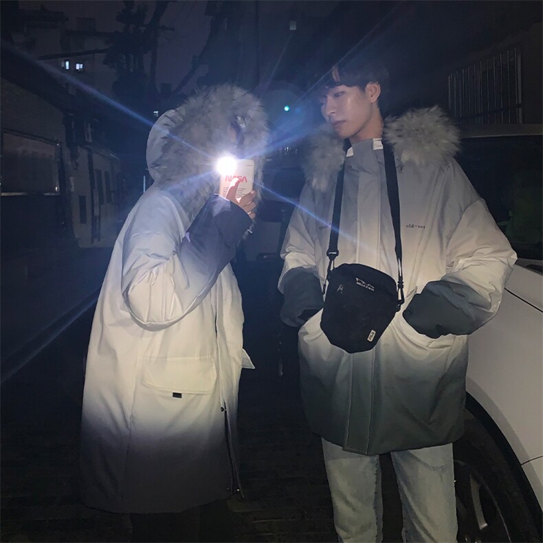 羽绒服男装短款2021新款渐变外套情侣潮牌DS620T图片