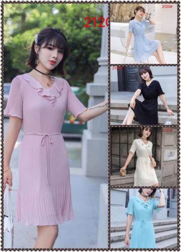 木耳边领系腰显瘦连衣裙，女装连衣裙，罗兰春天