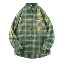 衬衫男春季新款港风宽松大码磨毛格子长袖衬衣CS618-P35，男装衬衫，星座214-3