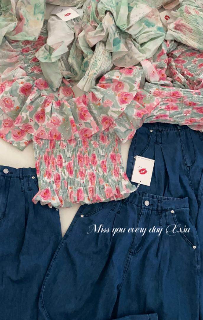 ）夏季新款牛津收腰一字肩荷叶边上衣（三色.m?l，其它，新袖