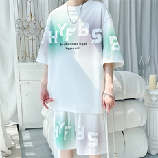 2025夏季新款旋律风车大码冰丝短袖T恤套装M-5XHQ25572-P60，男装T恤，电商A022