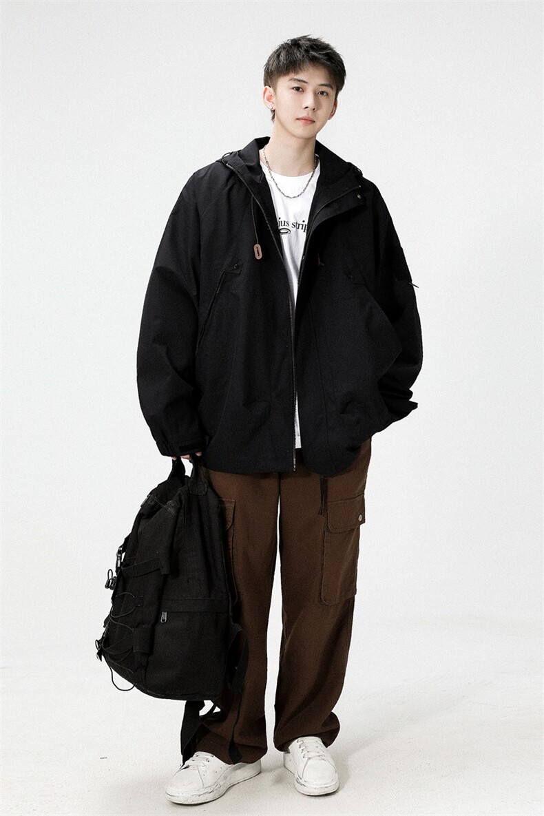 冲锋衣男高品纯色宽松夹克外套DSA157B-J90-P60,男装夹克,电商A157B