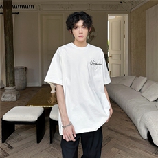 美式黑色浮雕短袖男款夏季小众提花刺绣t恤cleanfit半袖ST646-P35，男装T恤，星座412-3