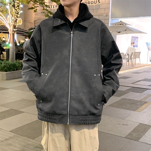 美式潮牌纯色PU皮夹克外套宽松高级感机车皮衣A406 JK3518 特P85图片