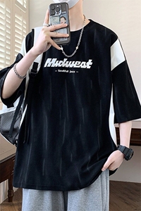 25161-特P40夏季休闲时尚T恤男短袖打底衫青少年潮牌印花T恤图片