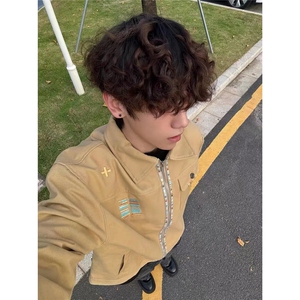 巴恩风休闲夹克男女款宽松设计感翻领棒球服刺绣工装外套W29图片